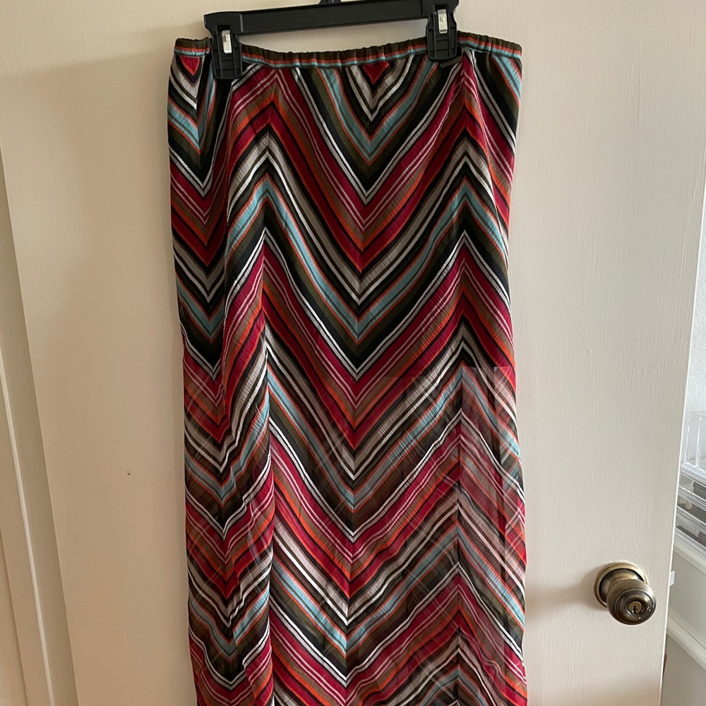 Element chevron sheer chiffon maxi skirt